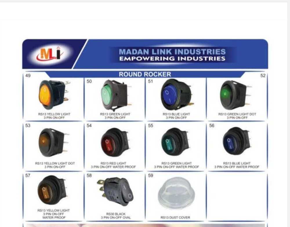 Round Rocker Switch Yellow Light 3 Pin On-ff - Contact Resistance: 6amp ...