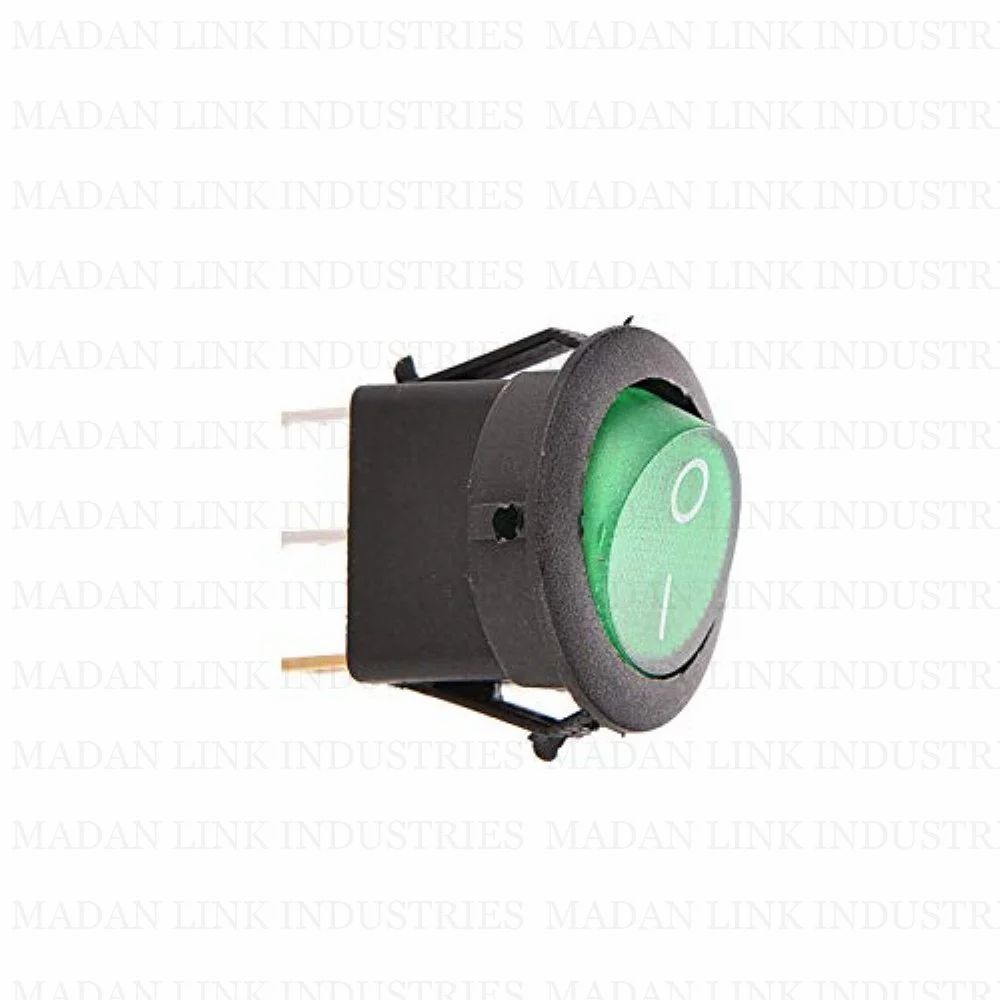  Rocker switch round green light 3 pin 
