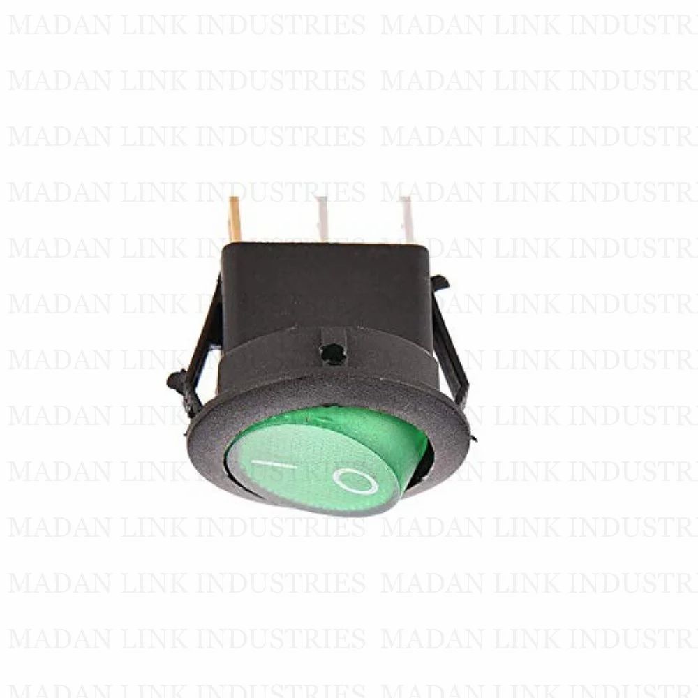  Rocker switch round green light 3 pin 