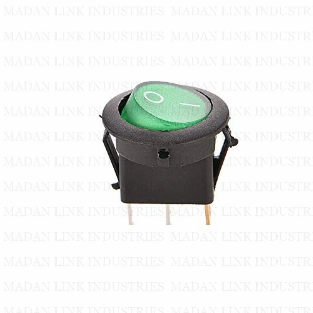  Rocker switch round green light 3 pin 