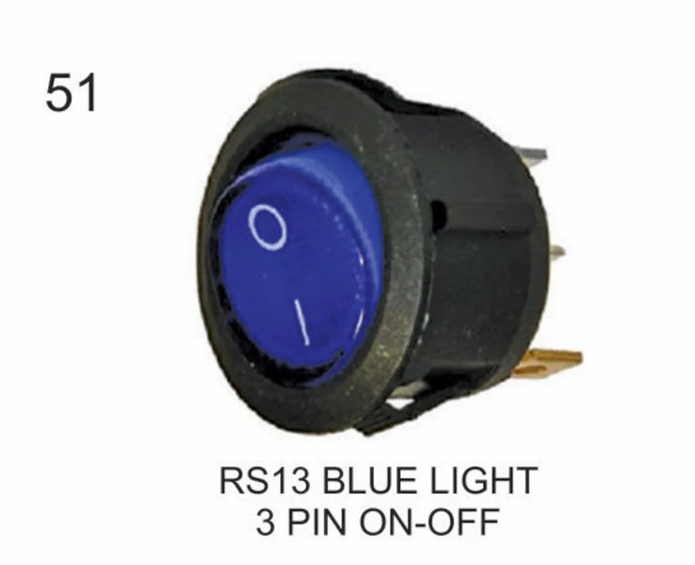 ROCKER SWITCH BLUE LIGHT 3 PIN ON-OFF