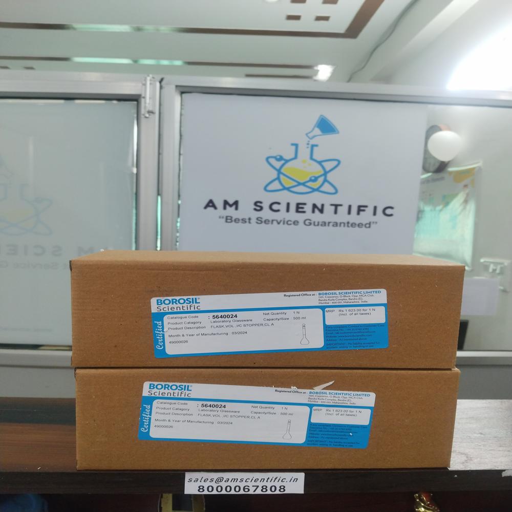 VOLUMETRIC FLASKS Class A Narrow Mouth Clear with Individual Calibration Certificate