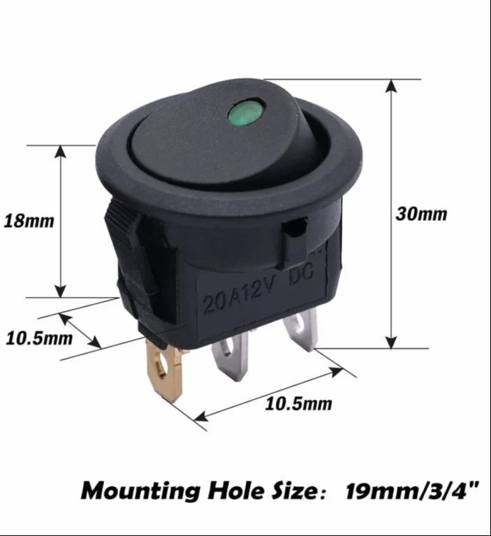 RS 13 GREEN LIGHT DOT 3 PIN ON-OFF