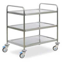 Three Shelves Surgical Instrument Trolley - Color: Silver