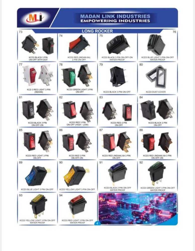 Rocker switch red light 3 pin on off