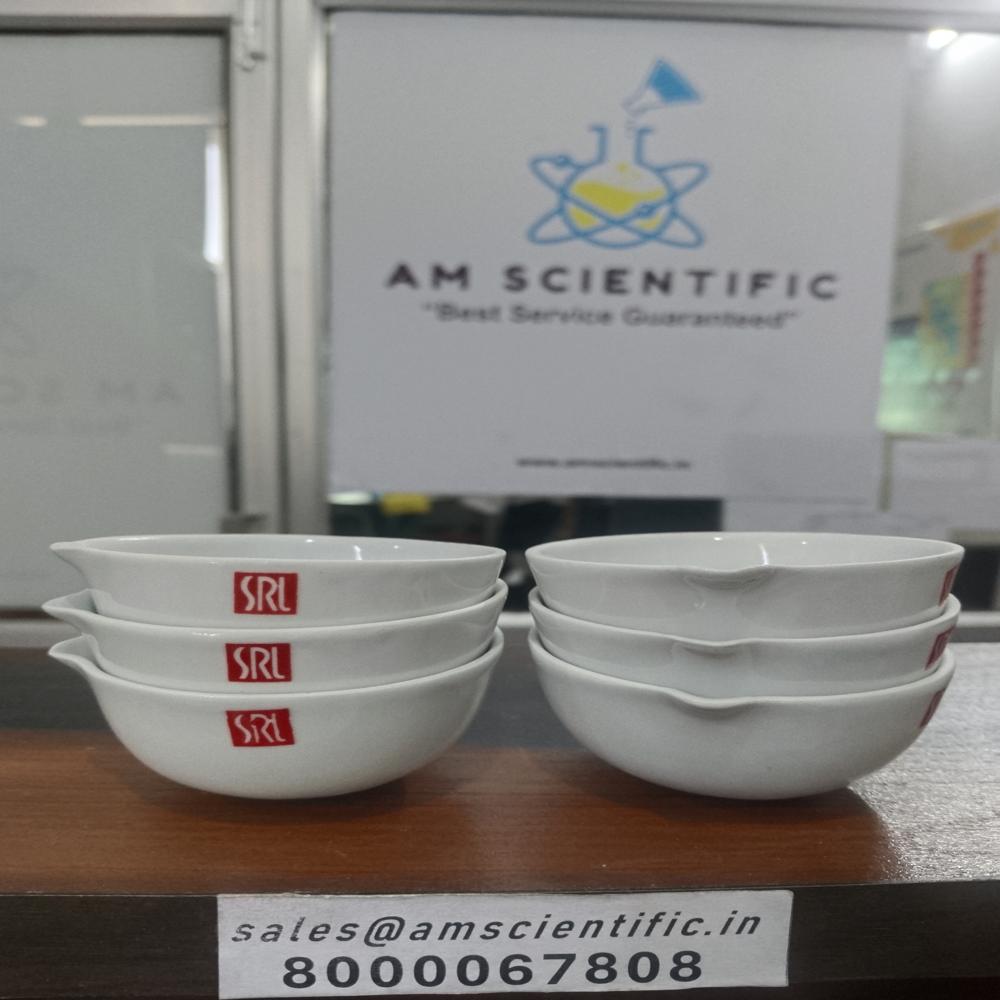Srl White To Off White Dish Evaporating Porcelain, 100ml, Od 75mm, Rb, Deep With Spout , For Chemical Laboratory - Material: Porcelain