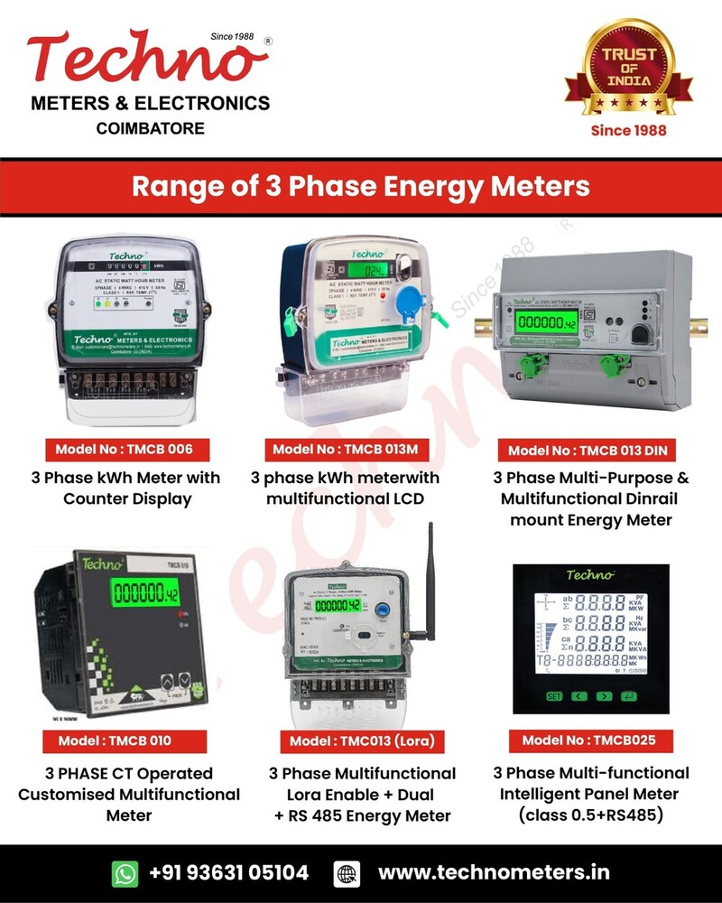 Techno Three Phase Dual Source Energy Meter - Accuracy: Class 1