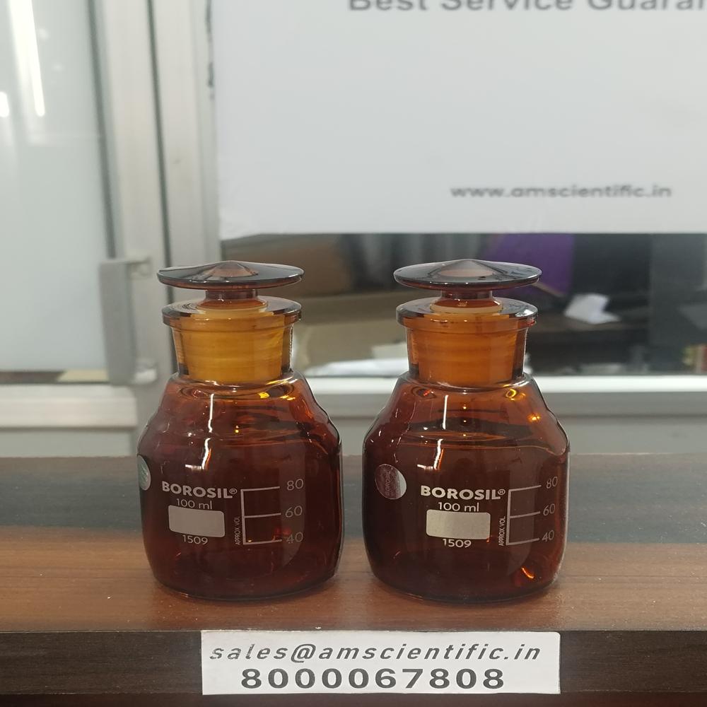 Reagent Bottles Narrow Mouth With I/c Glass Stopper, Amber - Color: Red