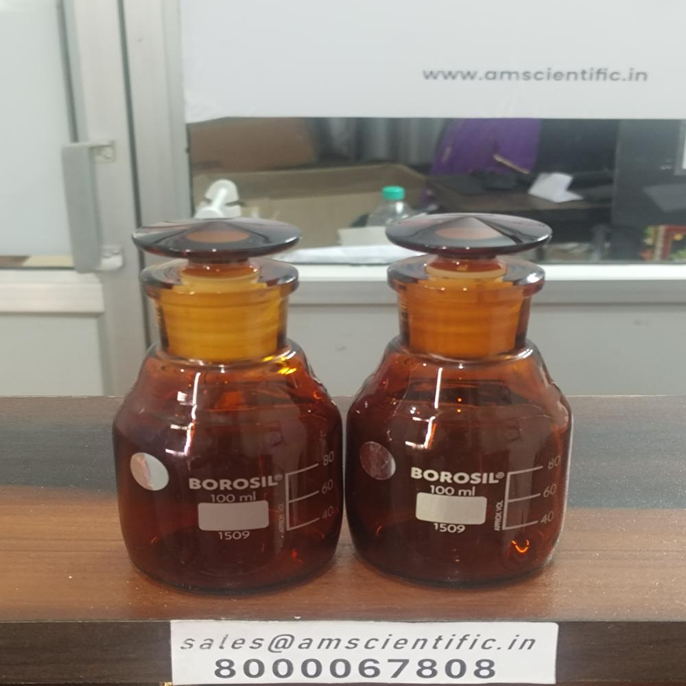 Reagent Bottles Narrow Mouth With I/c Glass Stopper, Amber - Color: Red