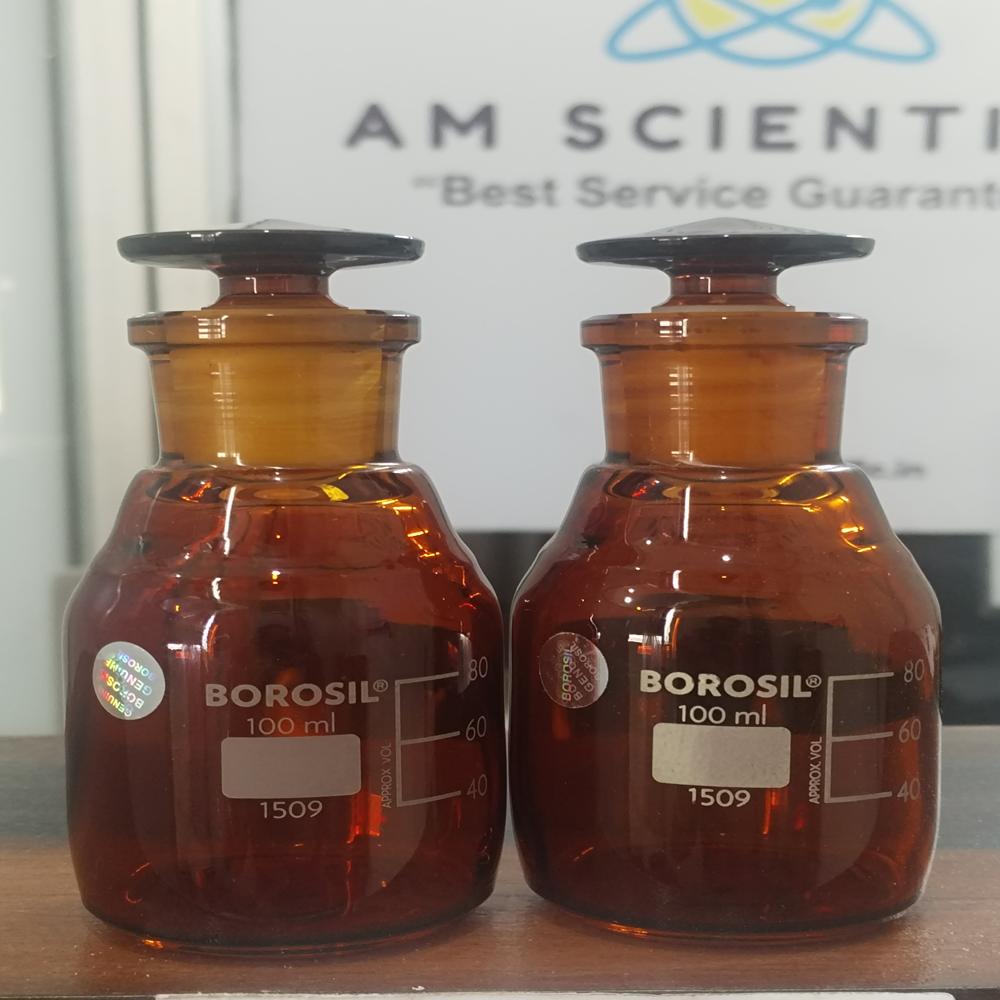 Reagent Bottles Narrow Mouth With I/c Glass Stopper, Amber - Color: Red