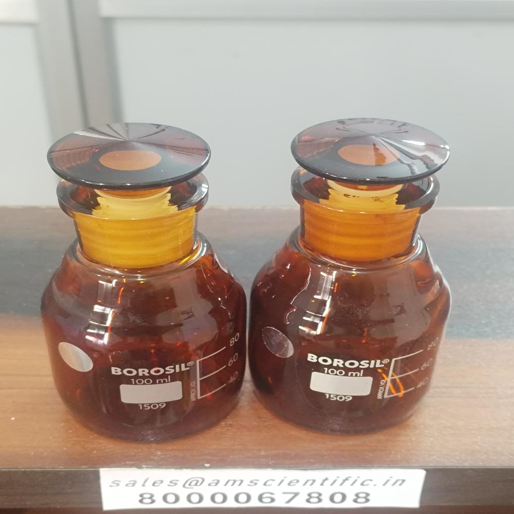 Reagent Bottles Narrow Mouth With I/c Glass Stopper, Amber - Color: Red