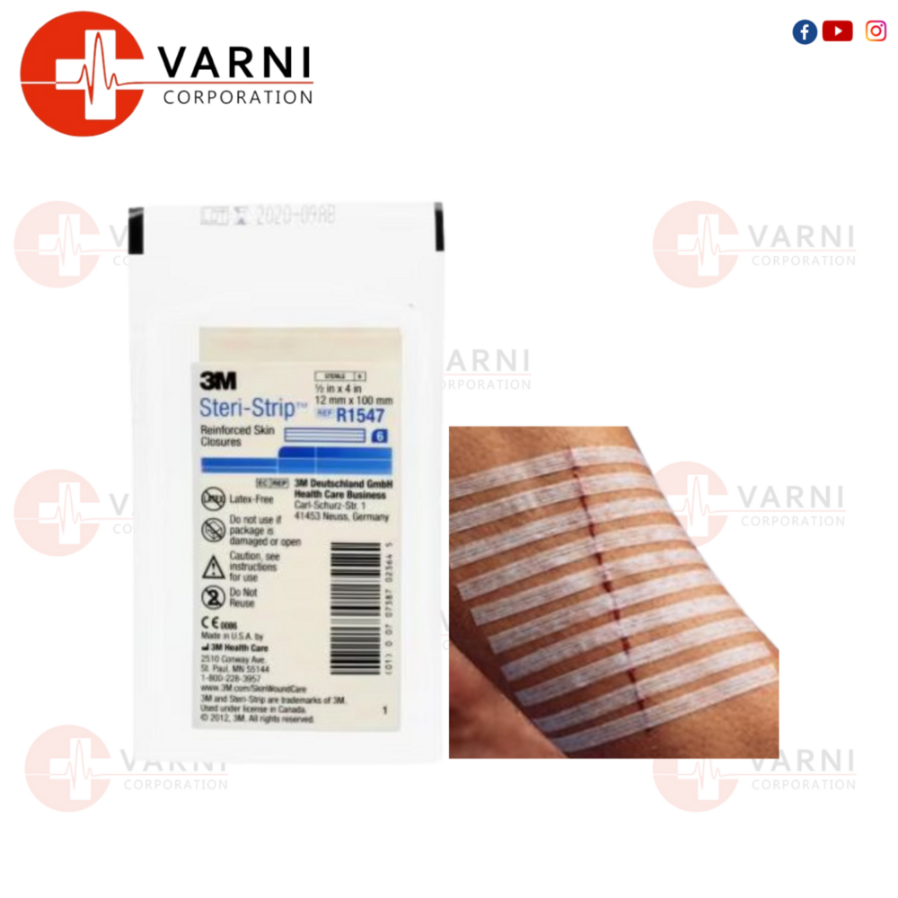 3M Steri Strip R1547 Reinforced Adhesive Skin Closure  1/2 inch x 4 inch (12mm x 100mm)