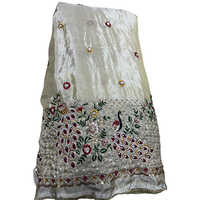 Hand Work Embroidery Fabric - Multicolor, 56 Inch Width | Light Weight, Custom Length, Intricate Embroidered Design For Garment Industries