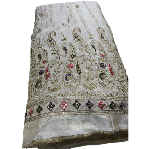Simmer Viscos Dyable Beads Daman Hand Work Fabric