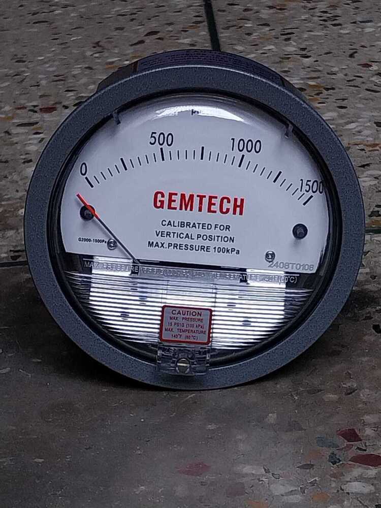 Gemtech Differential Pressure Gauge Range 0-1500 Pascals