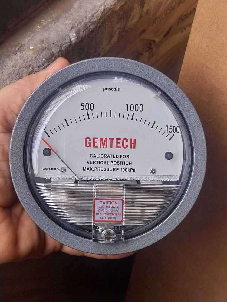 Gemtech Differential Pressure Gauge Range 0-1500 Pascals