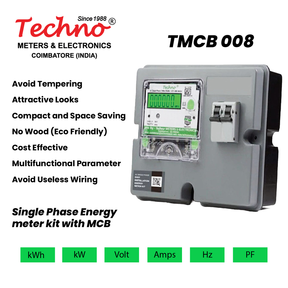 TECHNO single phase energy meter kit with MCB