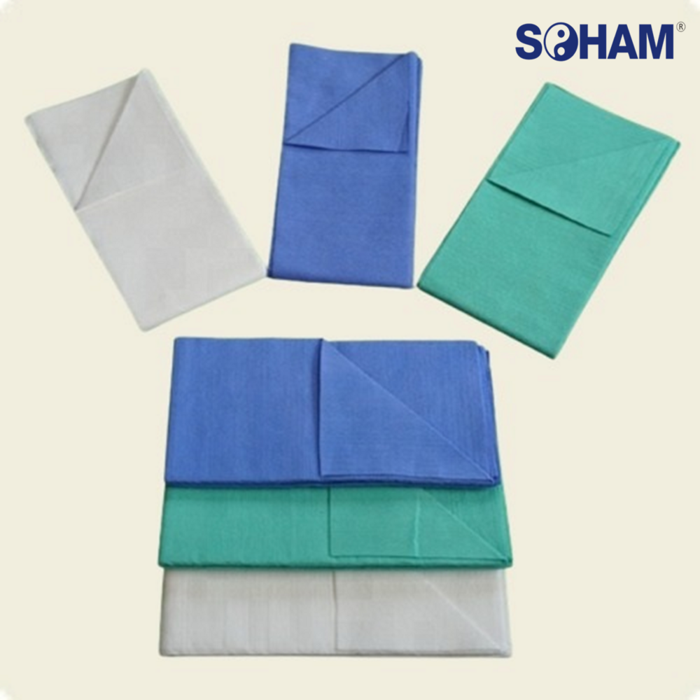 Pr-1019-Non-Surgical Cotton Towels And Ot Linen A   Premium Quality For Healthcare Professionals - Color: Green / White / Blue