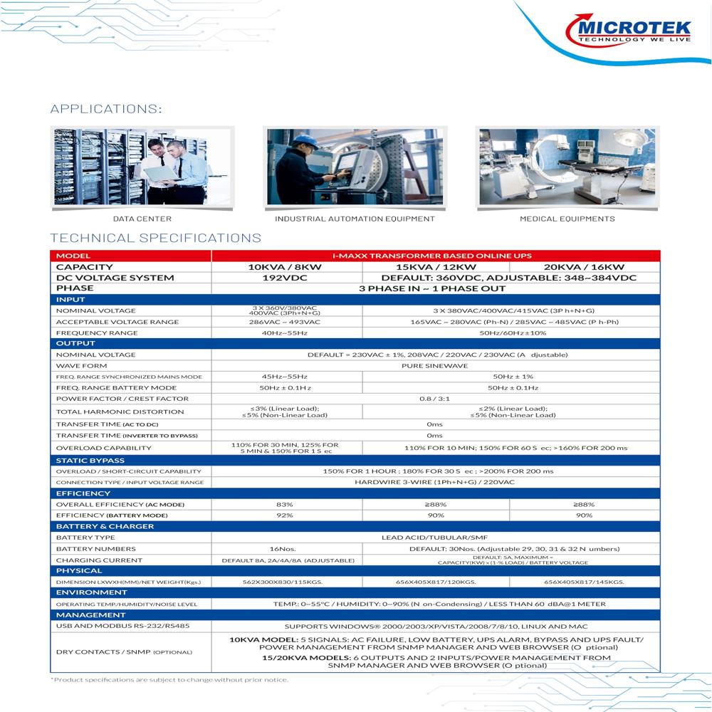 Microtek Online Ups 20kva - Color: Black