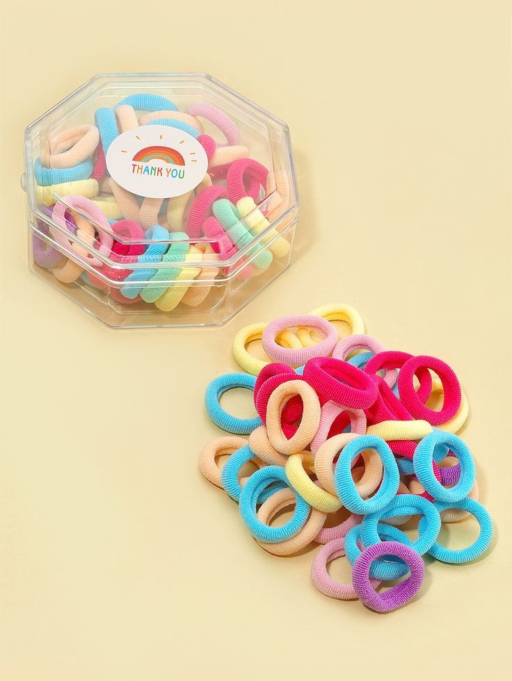 Rubber Band - Rubber Material, Compact Storage Container , Multicolor Set of Soft Elastic Hair Ties for Various Hair Types