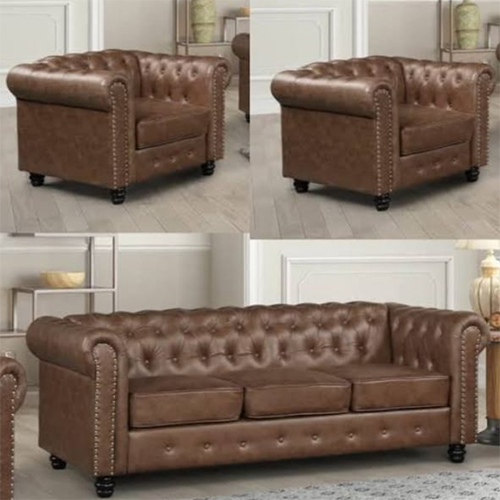 5 Seater Brown Wooden Sofa Set