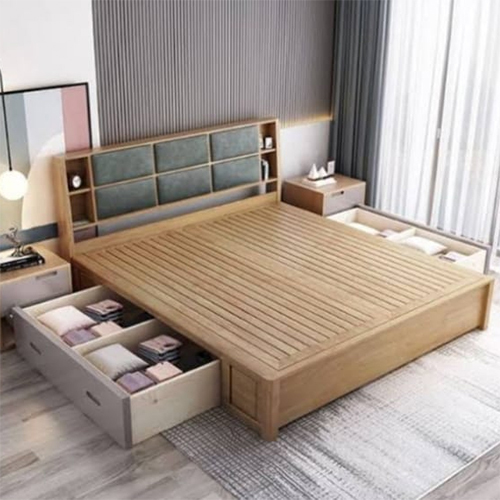 Wooden Bed With Rack