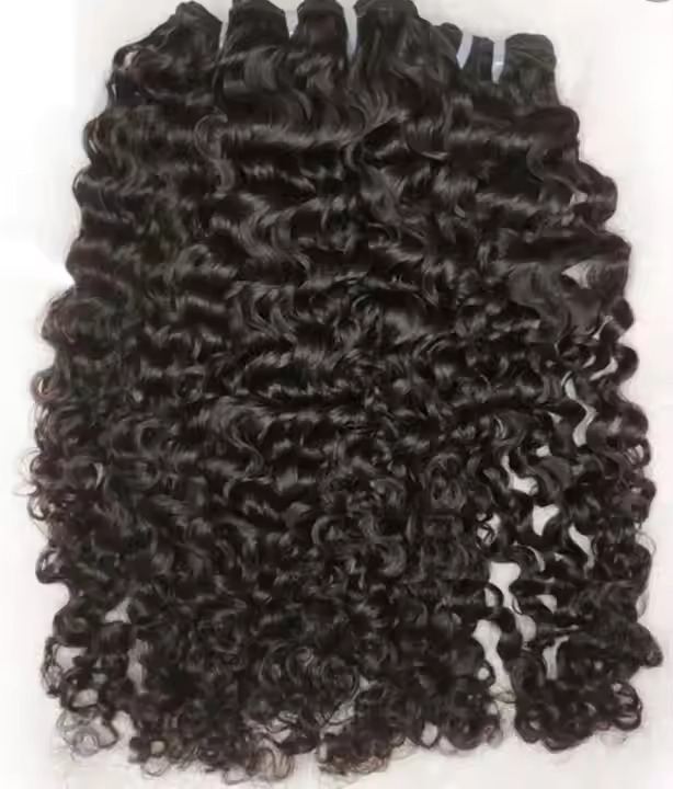 Double drawn Brazilian Curly bundle human hair weft hair extension 