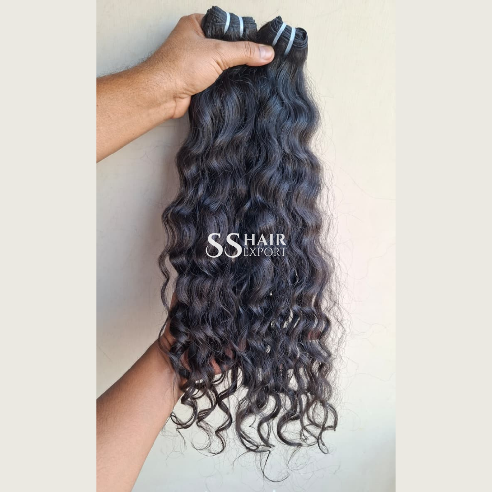 Curly Bundles Weave Human Hair Raw Indian Sew In Weft Extensions 24inch