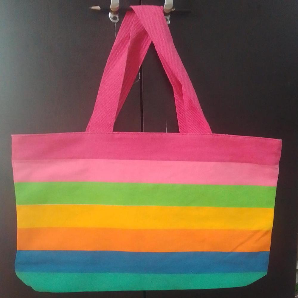 Multicolor Canvas Shopping Bag