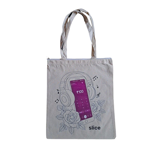 Designer Printed Cotton Tote Bags - Color: Beige