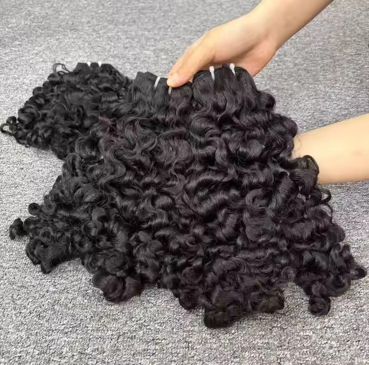Curly hair double drawn weft bundles Hair extension 100gm