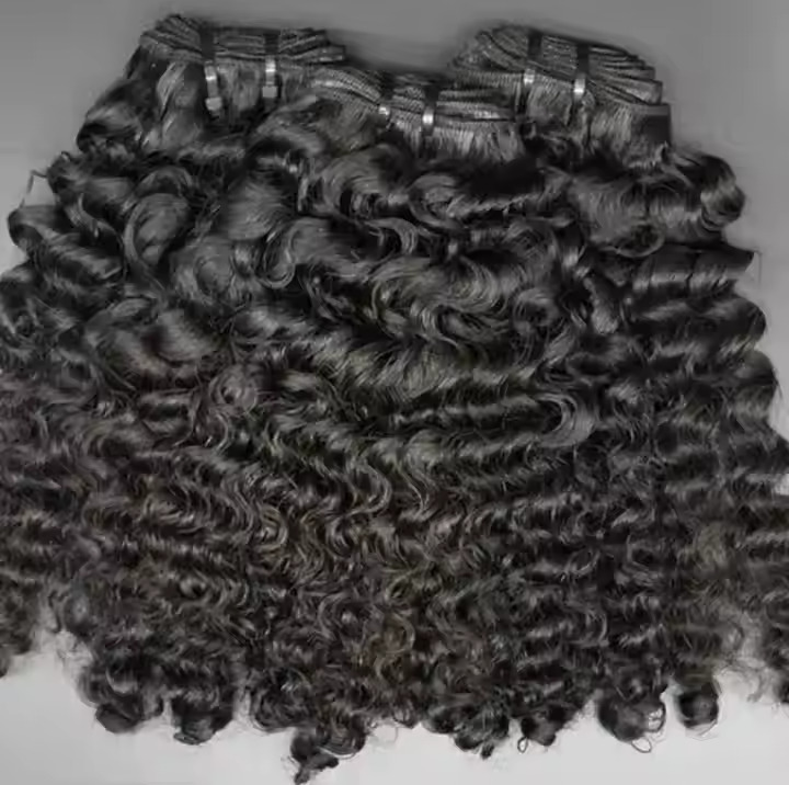 Natural Curly Raw double weft bundles Hair extension South Indian Temple Remy Hair Extension