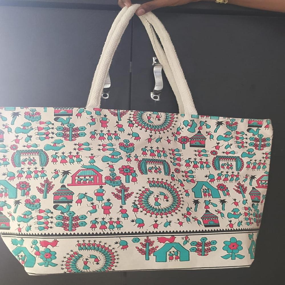 Fancy Shoulder Bag - Cotton Fabric, 18"x15"x3", Customized Color & Design | Eco-friendly, Washable, Loop Handle Shopping Tote