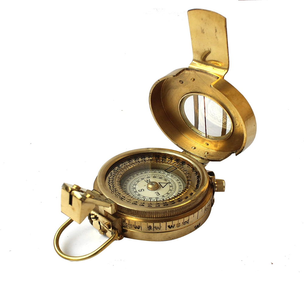 Vintage Style Shiny Brass Prismatic Military Compass  Nautical Pocket Compass - Color: Golden