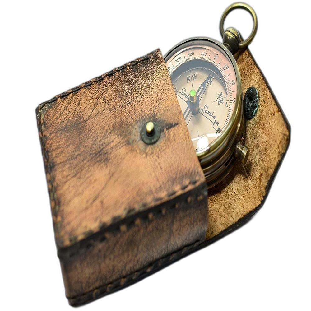 Nautical Brass Dollond Copper Compass - Color: Brown Antique