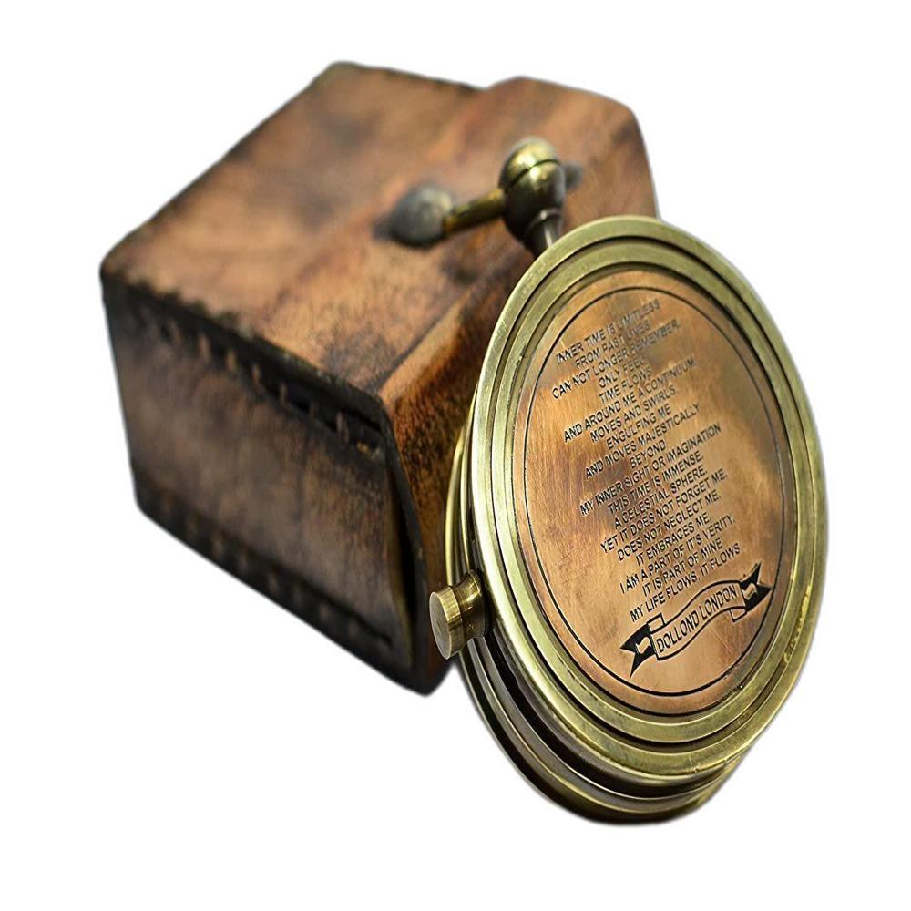 Nautical Brass Dollond Copper Compass - Color: Brown Antique