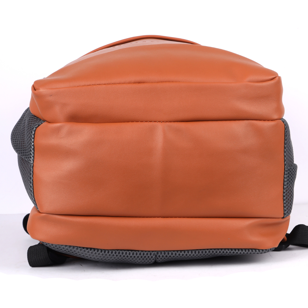 Customizable Large Capacity Men's PU Business Travel Backpack Durable Daily 15.6 Laptop Bag with Polyester Lining