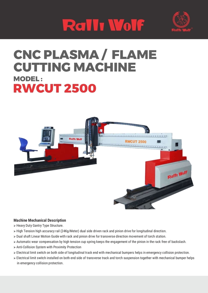 Ralli Wolf Cnc Plasma / Flame Cutting Machine (Rwcut 2500)