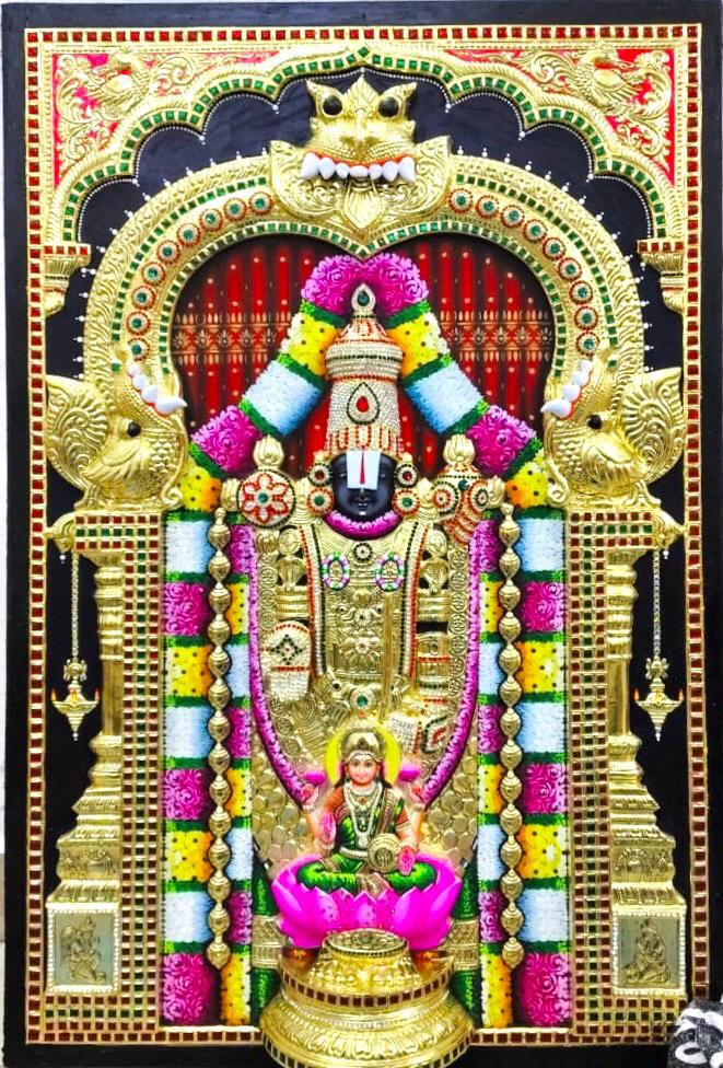 Balaji Tanjore Painting - Frame Color: Wooden