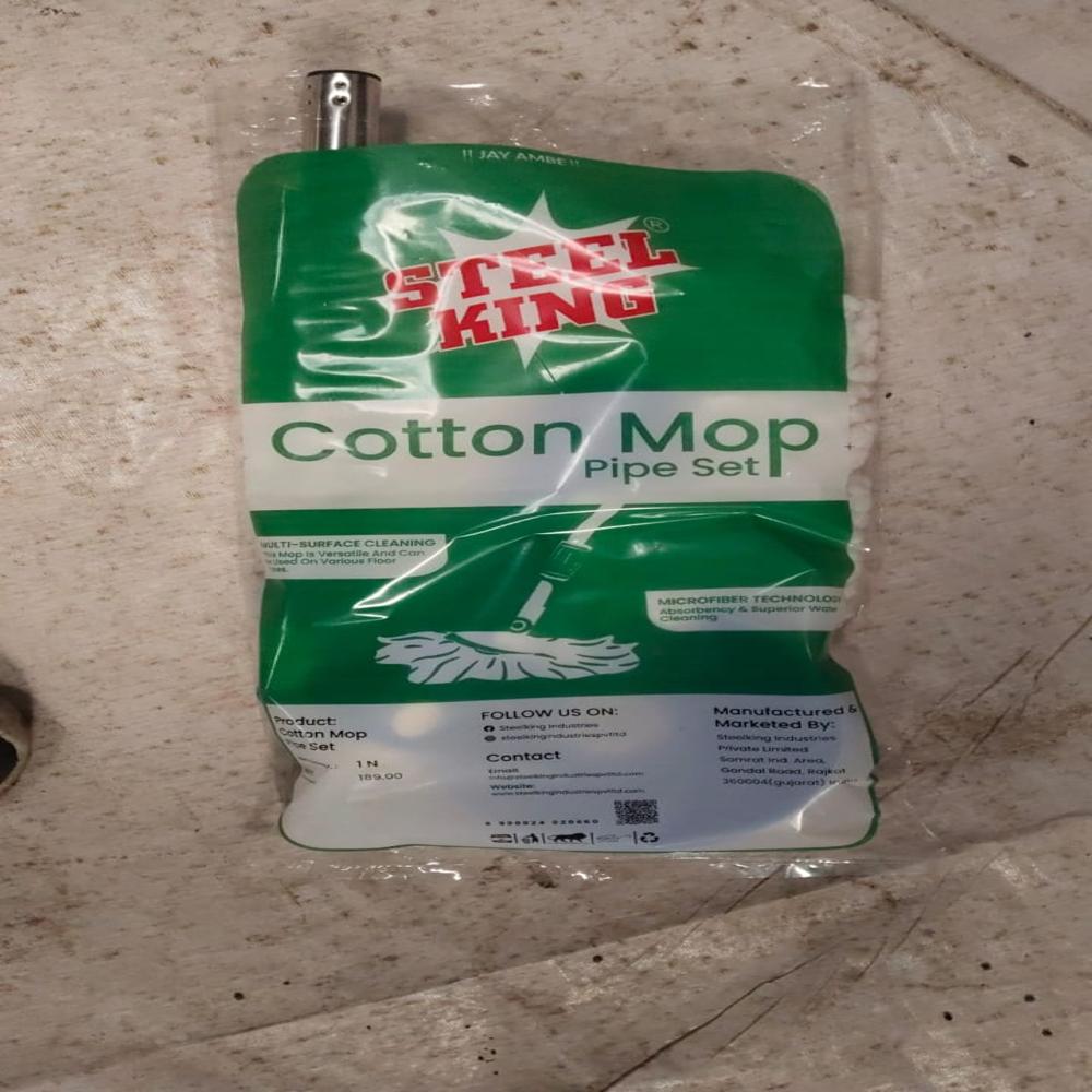 Pipe Set - Microfiber & Plastic | 25 Cm Mop Head, 120 Cm Handle, Blue Color, Ideal For Floor Cleaning In Homes & Offices