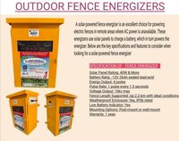 Outdoor Solar Fence Energizers - Application: Industrial
