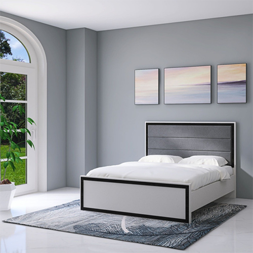 SBF White Color Bed - Solid Wood, Modern Design, Attractive Finish | Easy to Clean, Durable, Eco-Friendly, Water Resistant