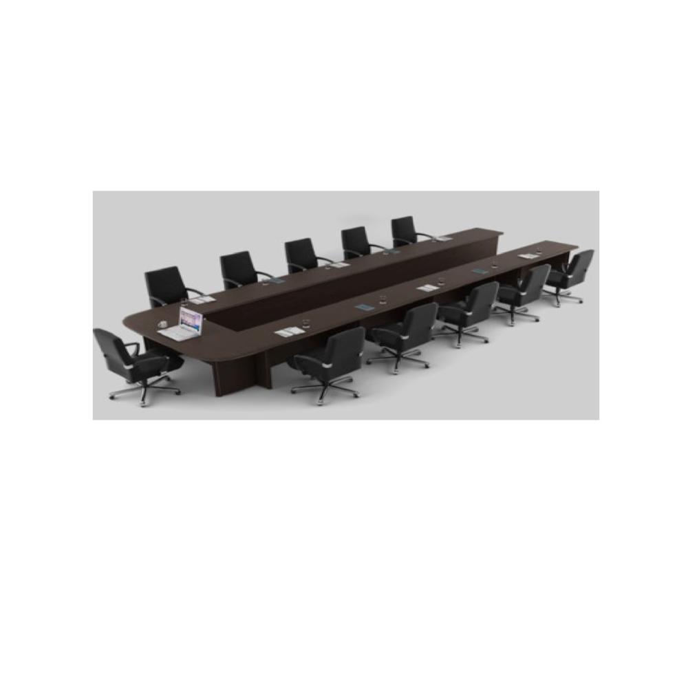 U-shaped wooden conference table
