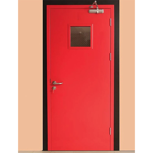 Fire Rated Door - 84 Inch | Industrial Grade, Weather-Resistant, Plain Finish in Vibrant Red, Inward/Outward Functionality
