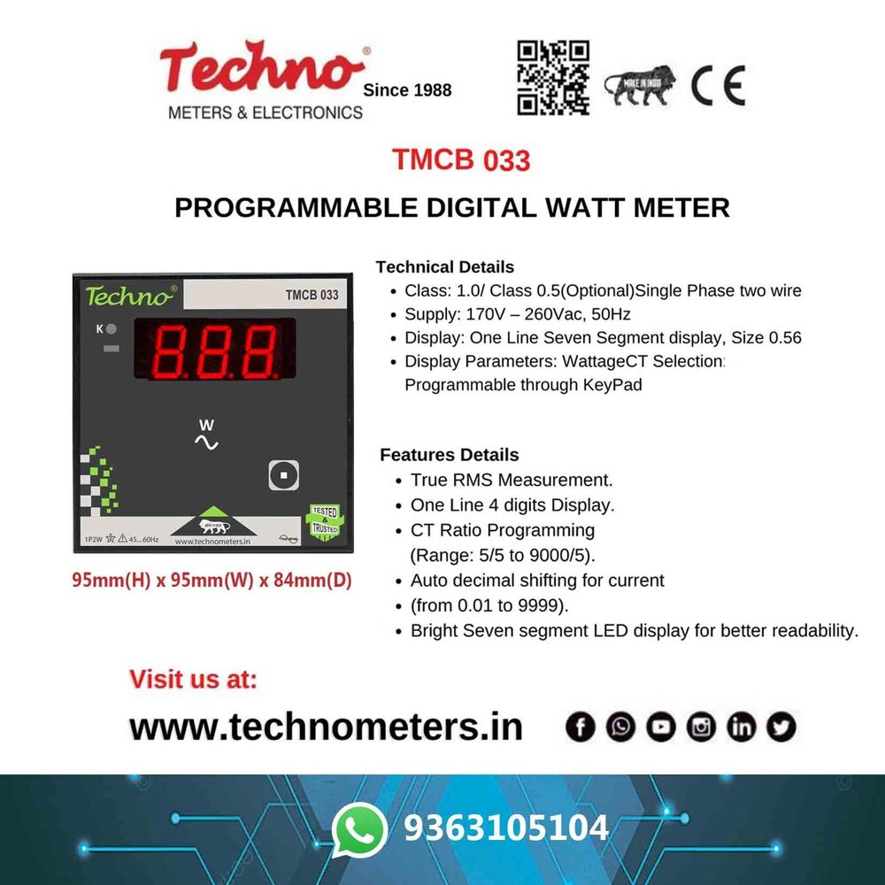 5a Digital Watt Meter Techno - Material: Polycarbonate