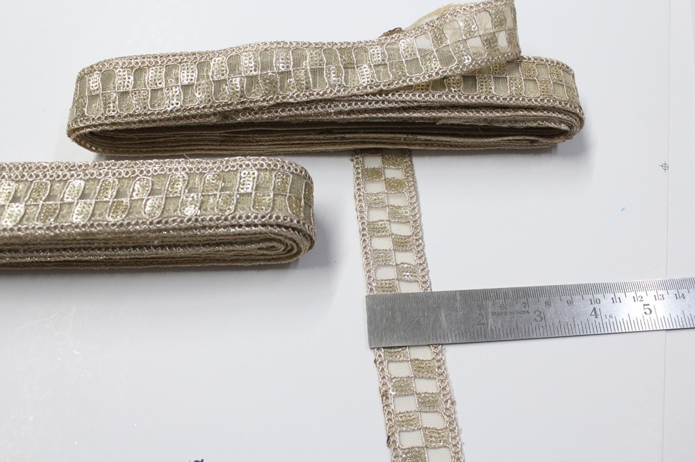 Fancy Sequence Lace - Lace, 5-10 Meters, Beige, 2-3 Cm Width | Durable Material, Elegant Design, Intricate Detail, Versatile Use