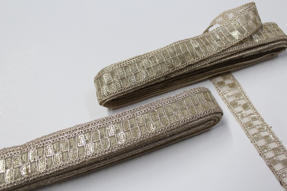 Fancy Sequence Lace - Lace, 5-10 Meters, Beige, 2-3 Cm Width | Durable Material, Elegant Design, Intricate Detail, Versatile Use