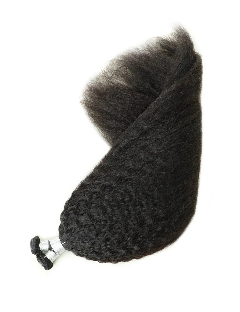 Genius Weft Hair Extensions Kinky Straight Natural Black Virgin Hair