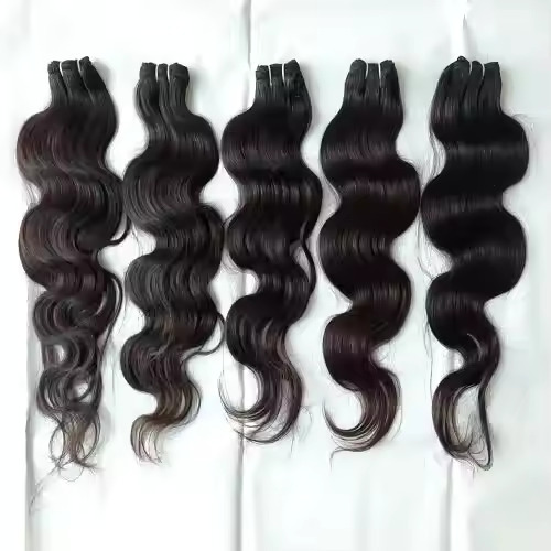Weft Hair Extensions Body Wave Natural Black Virgin Hair South Indian Temple Remy Weft Hair Extension