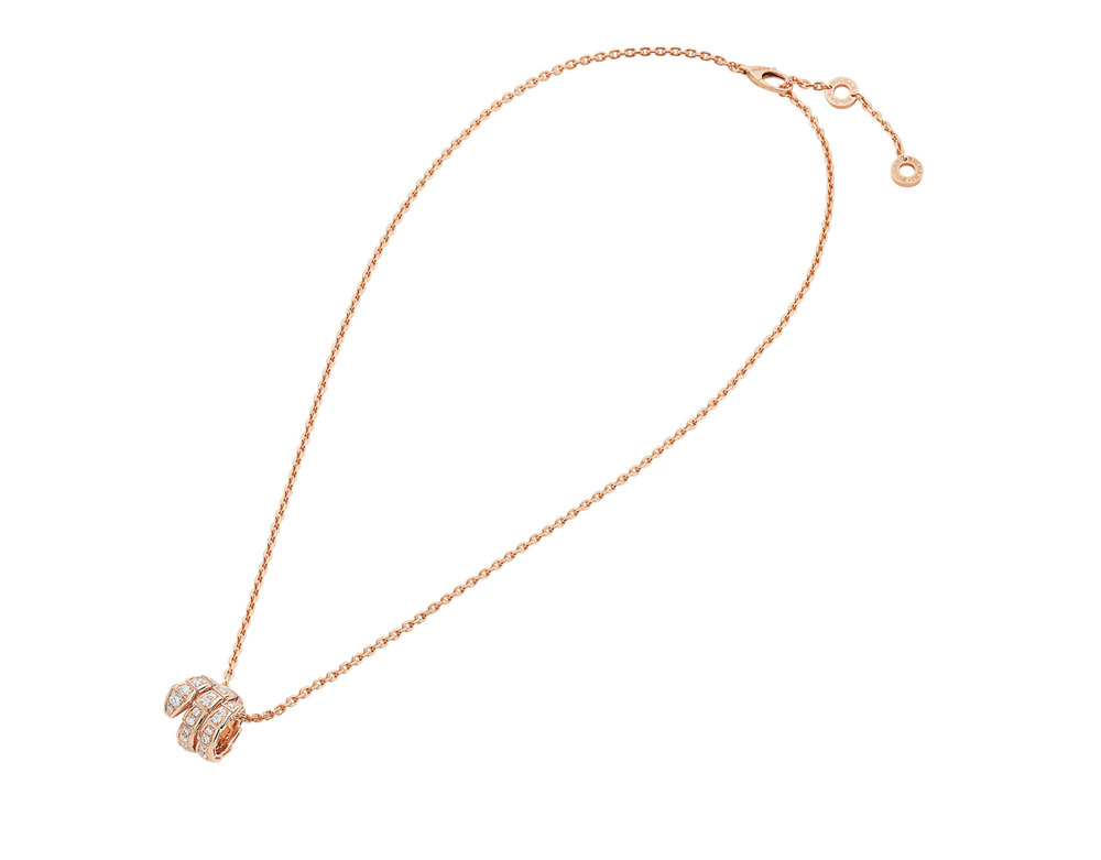 BVLGARI Serpenti Viper Necklace, Round cut Lab Grown Diamond Pendant Necklace